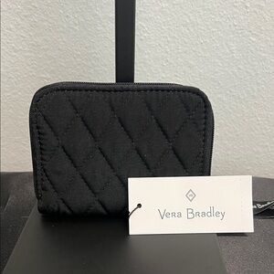VERA BRADLEY | Quilted Black Small Zip-Around Wallet ~ RFID